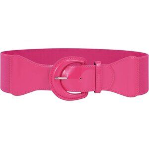 Women Wide Stretch Belt, Chunky Buckle Pink